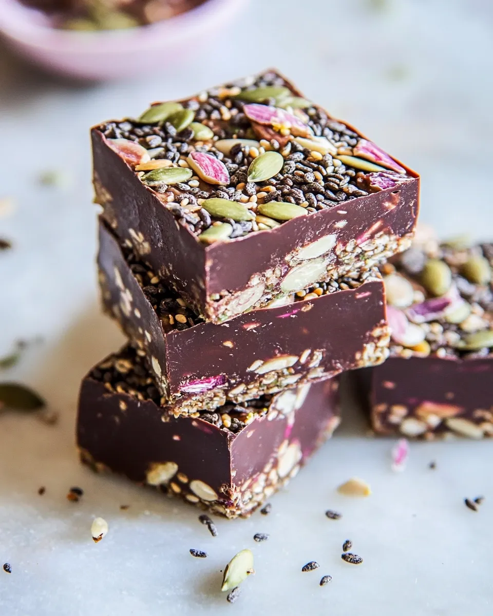 Delicious 10 Minute Magical Chocolate Almond Butter Superfood Seed Bars. photo