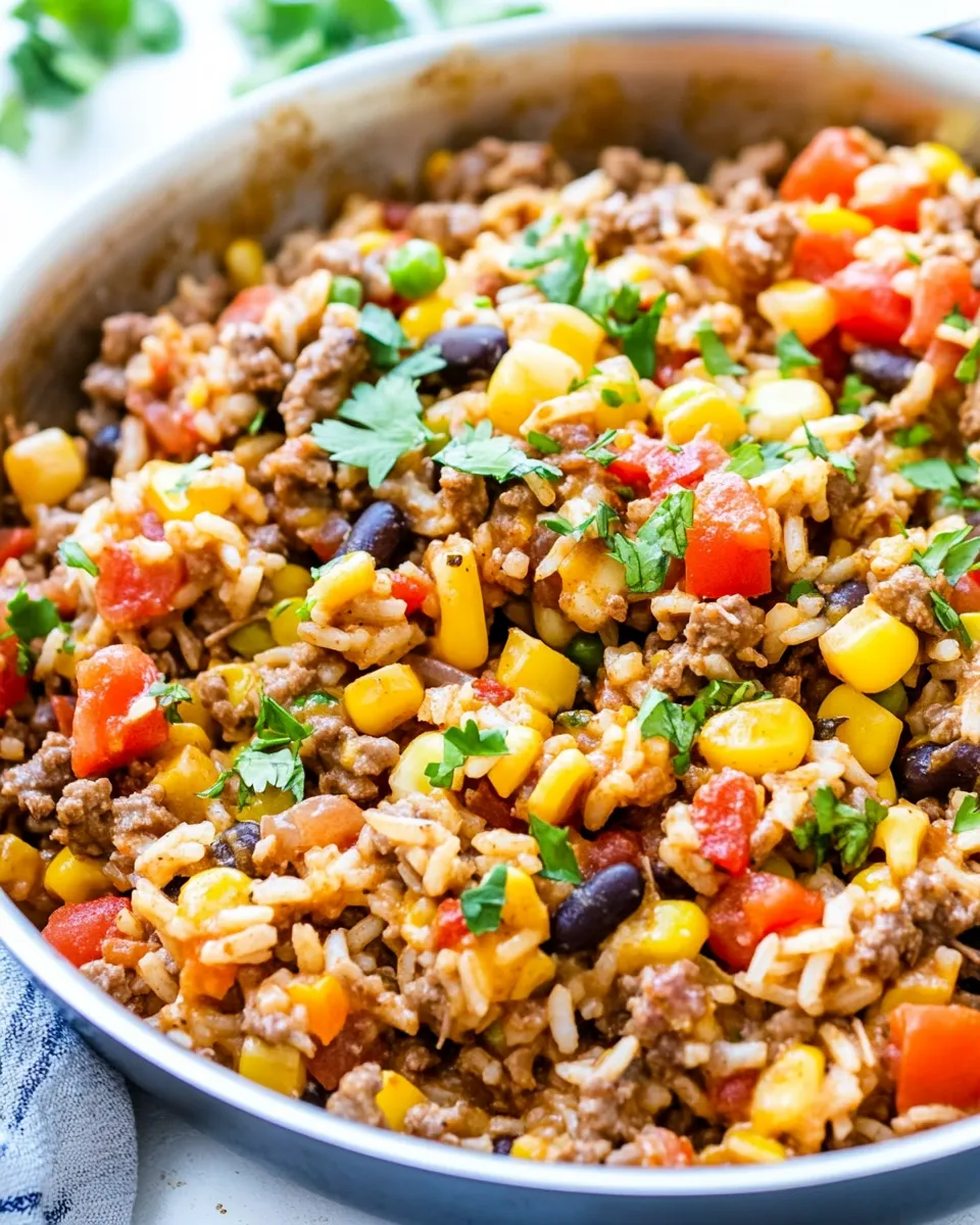Tasty 15-Minute Cowboy Beef and Rice Skillet shot