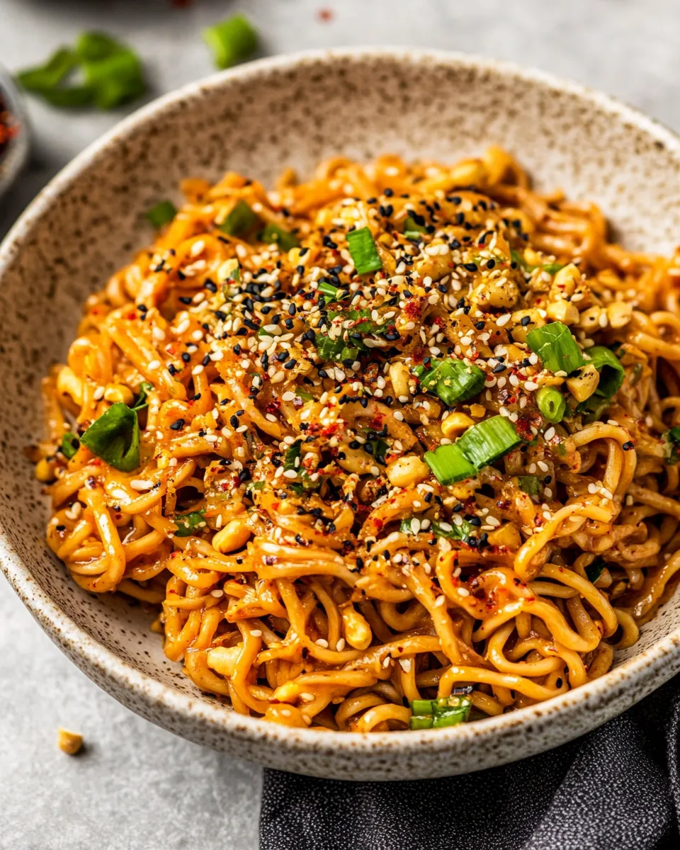 Simple 20 Minute Garlic Oil Schezwan Peanut Noodles. image