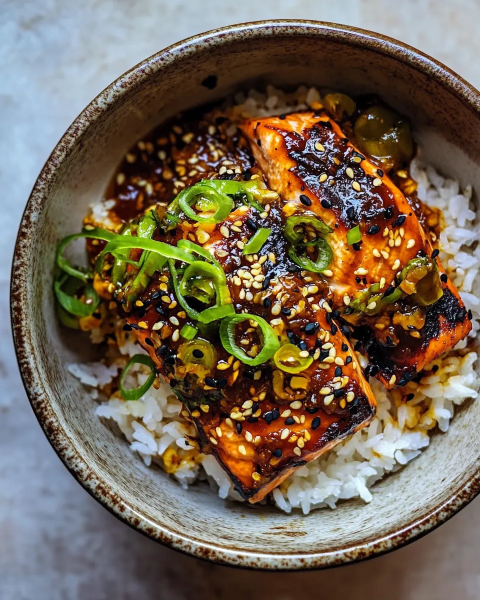Tasty 30 Minute Chili Honey Garlic Salmon Bowls. photo