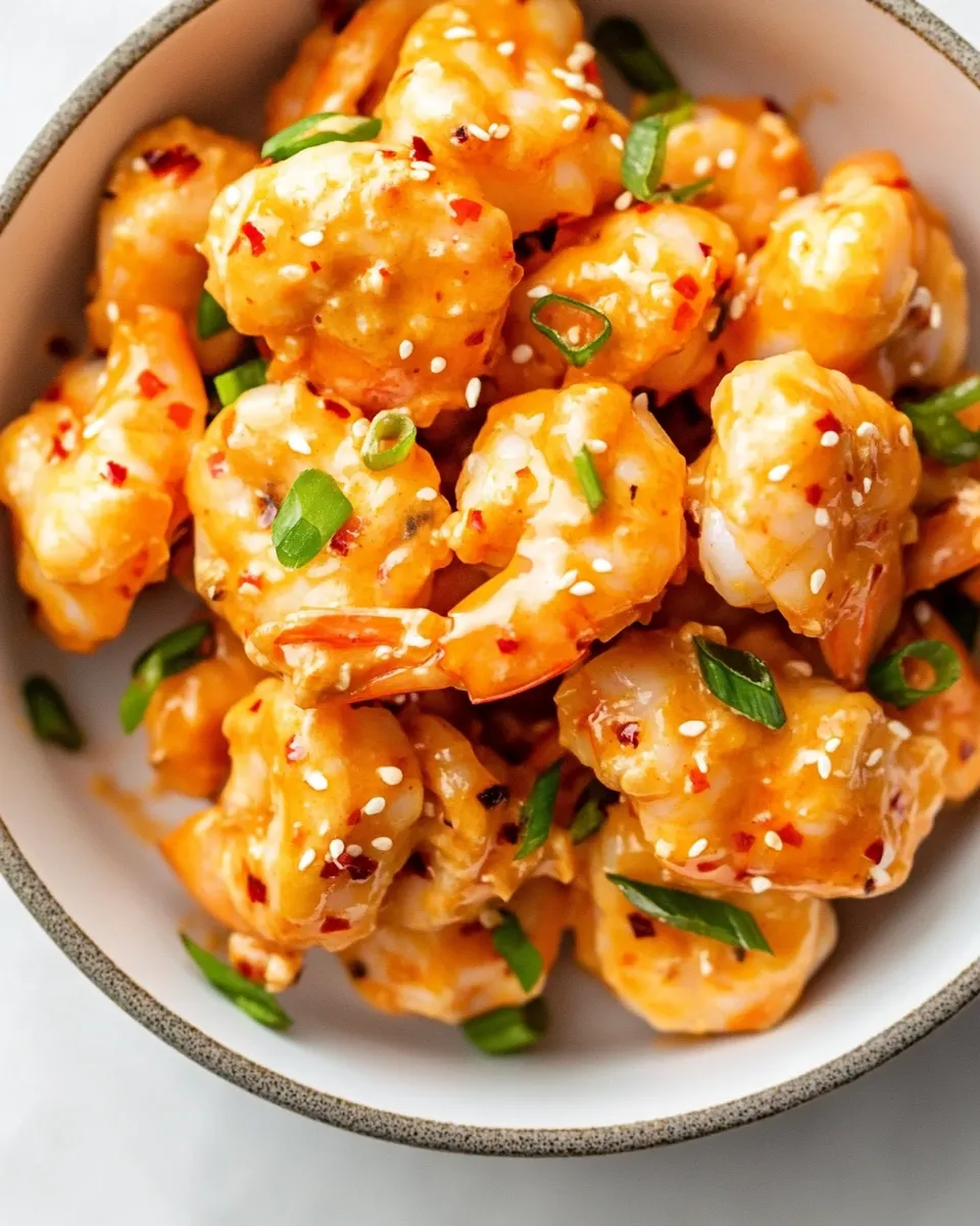 Homemade Air Fryer Bang Bang Shrimp shot