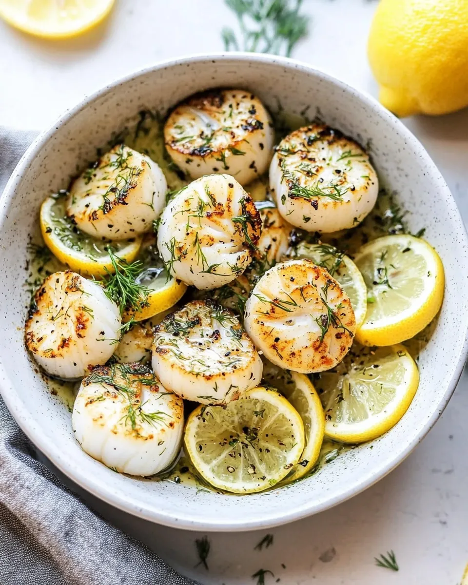 Quick Air Fryer Lemon Dill Scallops shot