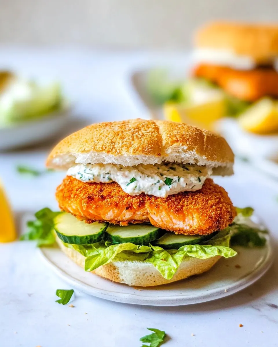Homemade Air Fryer Salmon Fish Sandwich photo