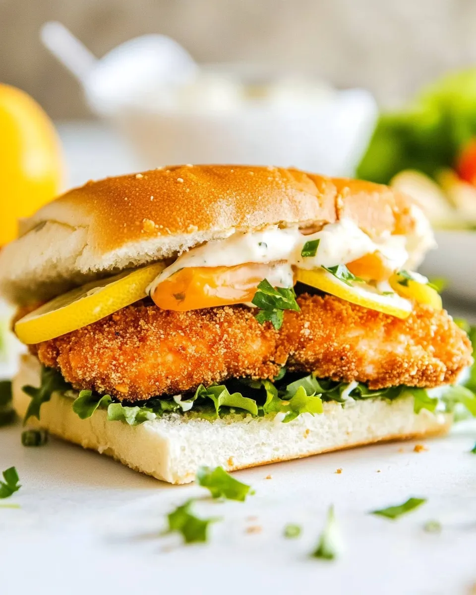 Classic Air Fryer Salmon Fish Sandwich image