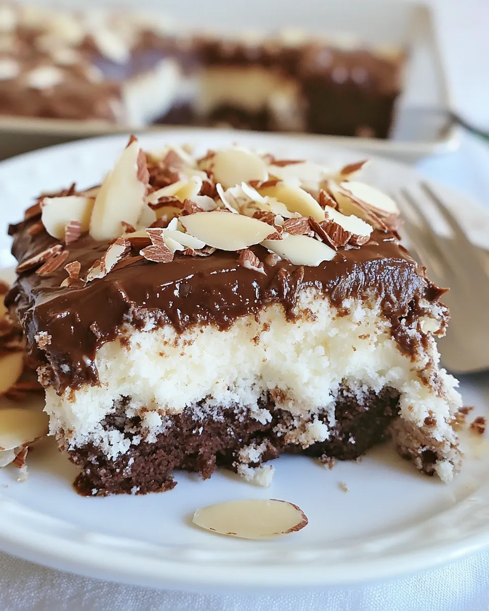 Delicious Almond Joy Poke Cake shot