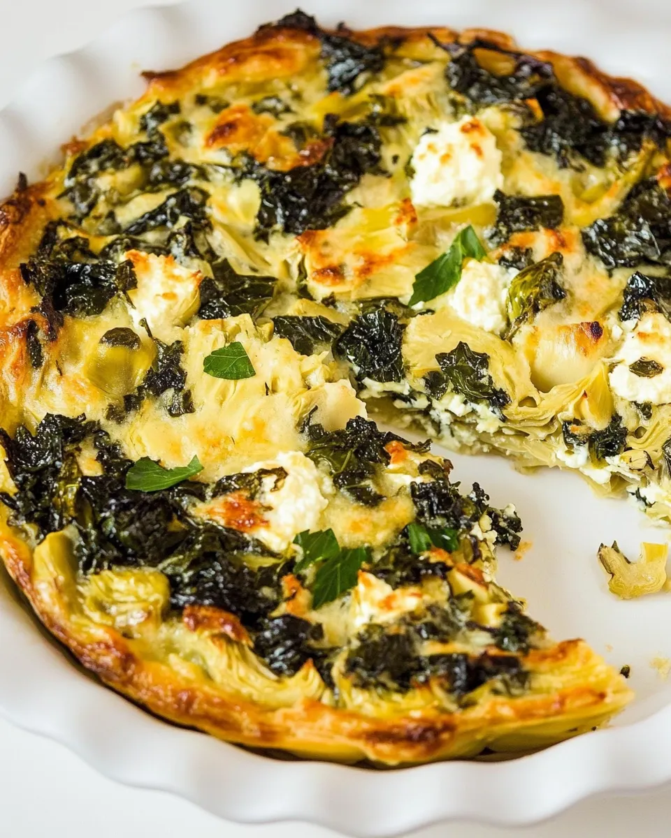 Tasty Artichoke, Kale, and Ricotta Pie shot