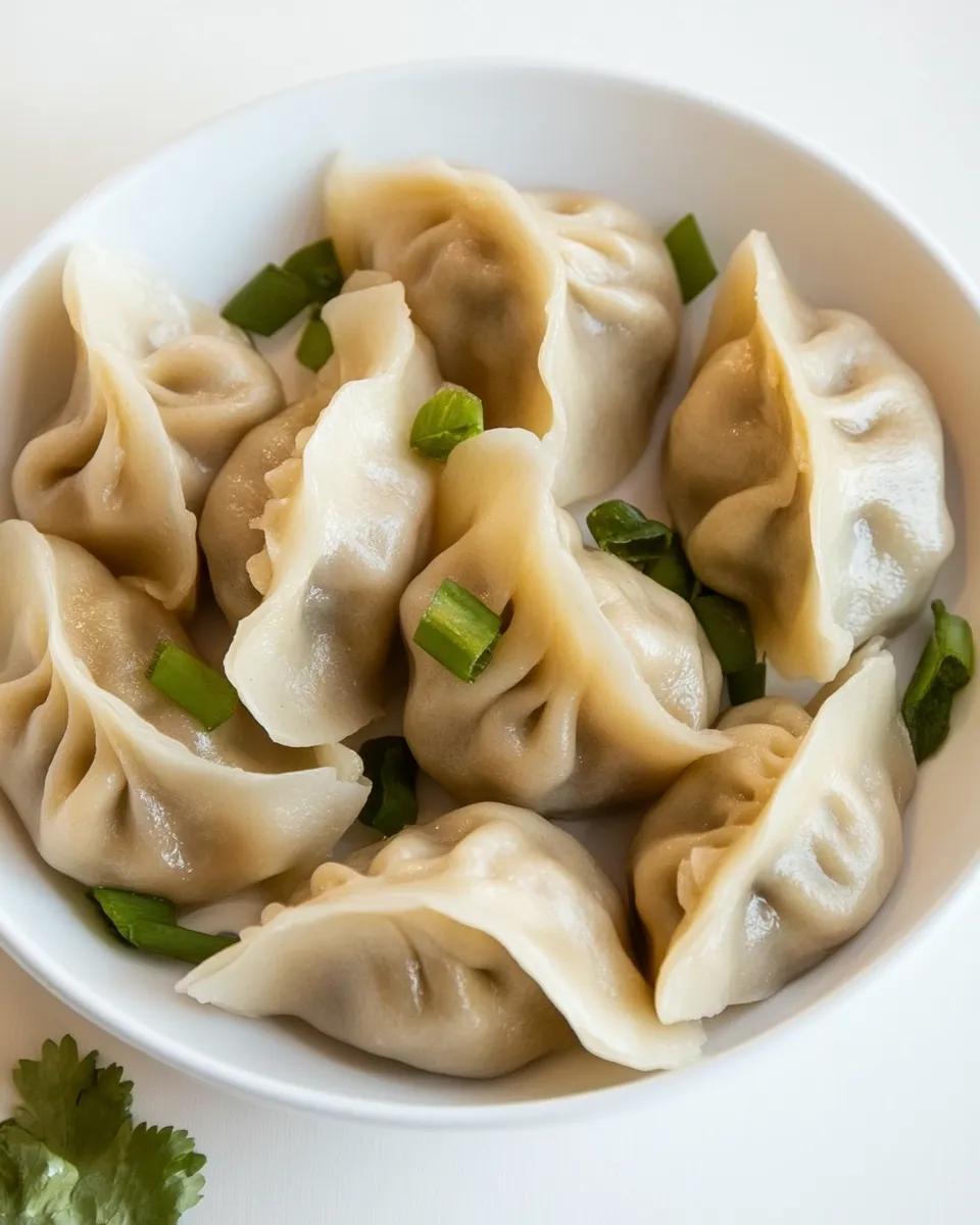 Delicious Asian Chicken Dumplings with Soy Dipping Sauce recipe photo