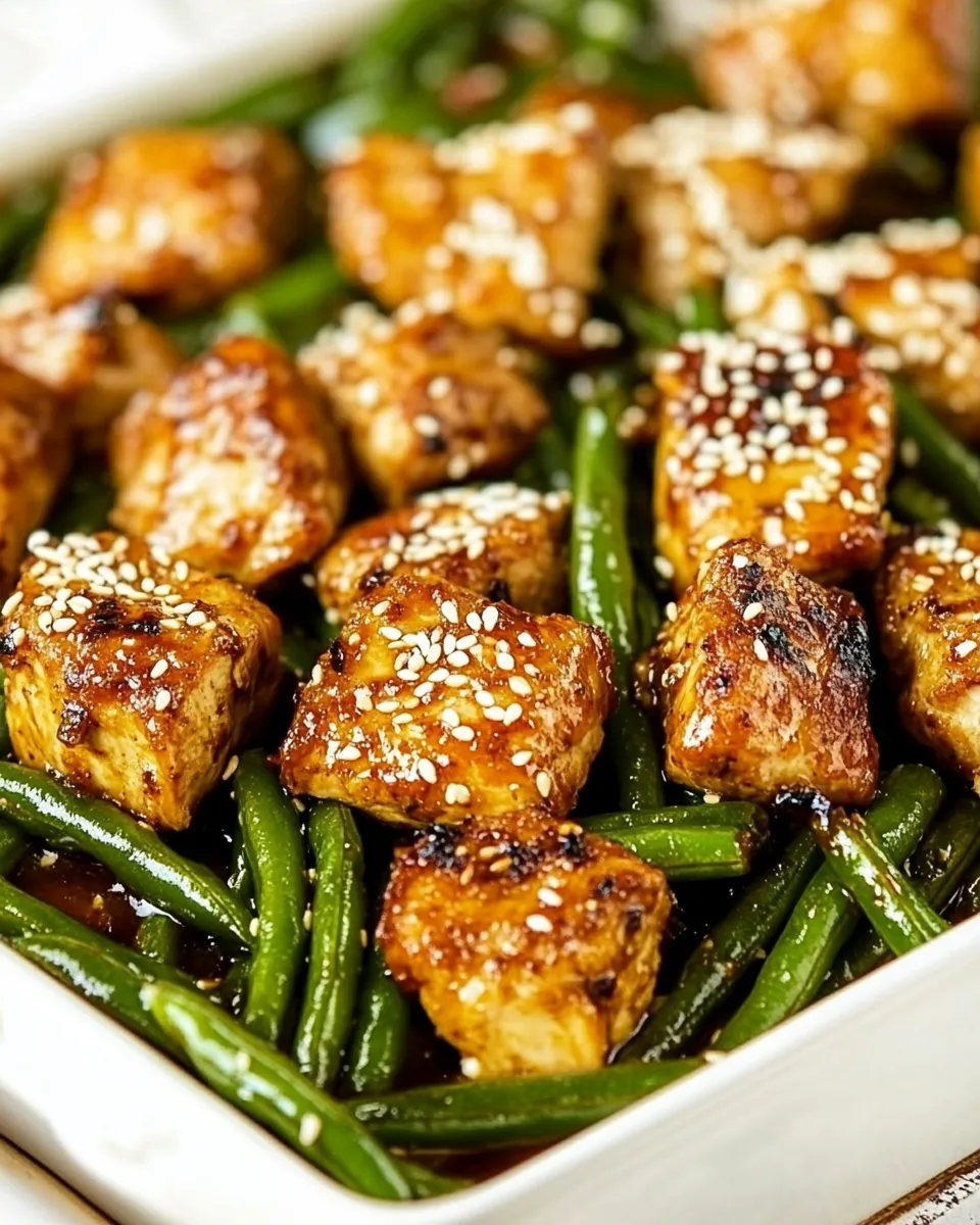 Delicious Asian Chicken and Green Beans shot