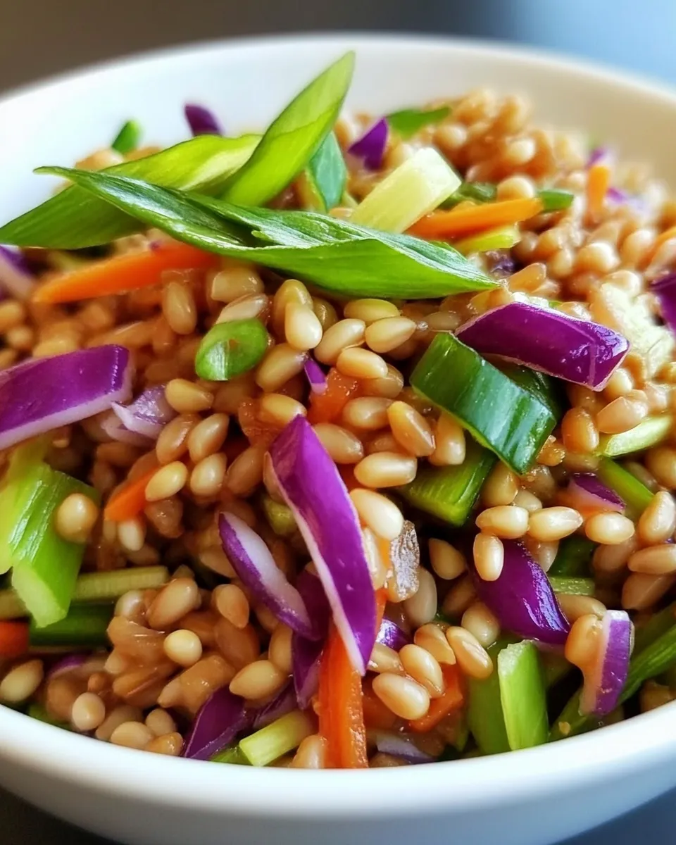 Delicious Asian Wheat Berry Salad shot
