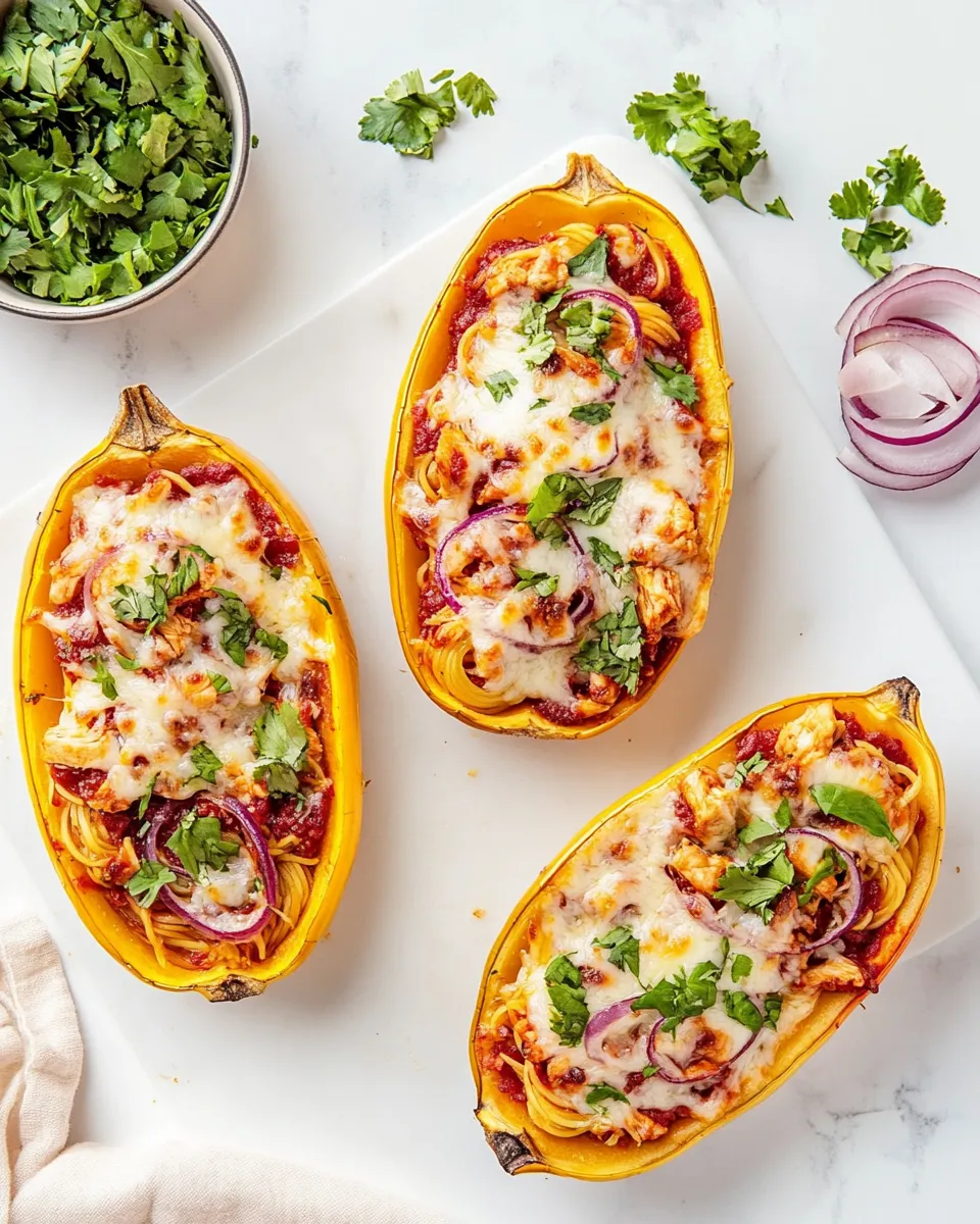 Homemade BBQ Chicken Pizza Spaghetti Squash Boats photo