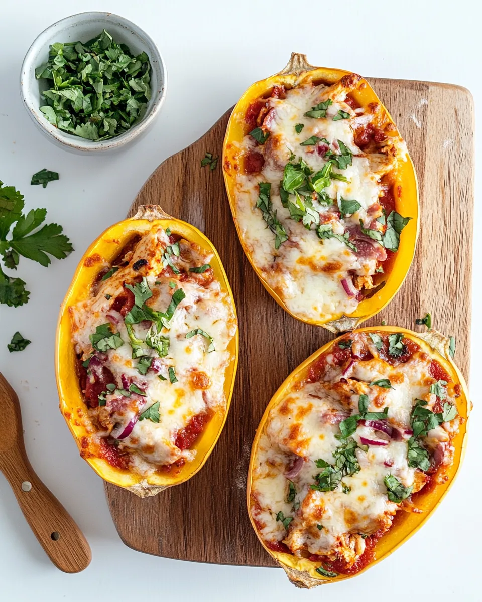 Easy BBQ Chicken Pizza Spaghetti Squash Boats recipe photo