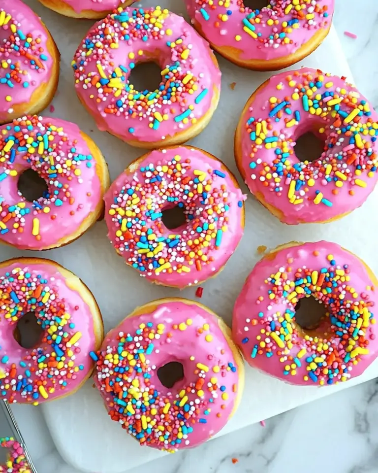 Homemade Baked Birthday Cake Doughnuts photo