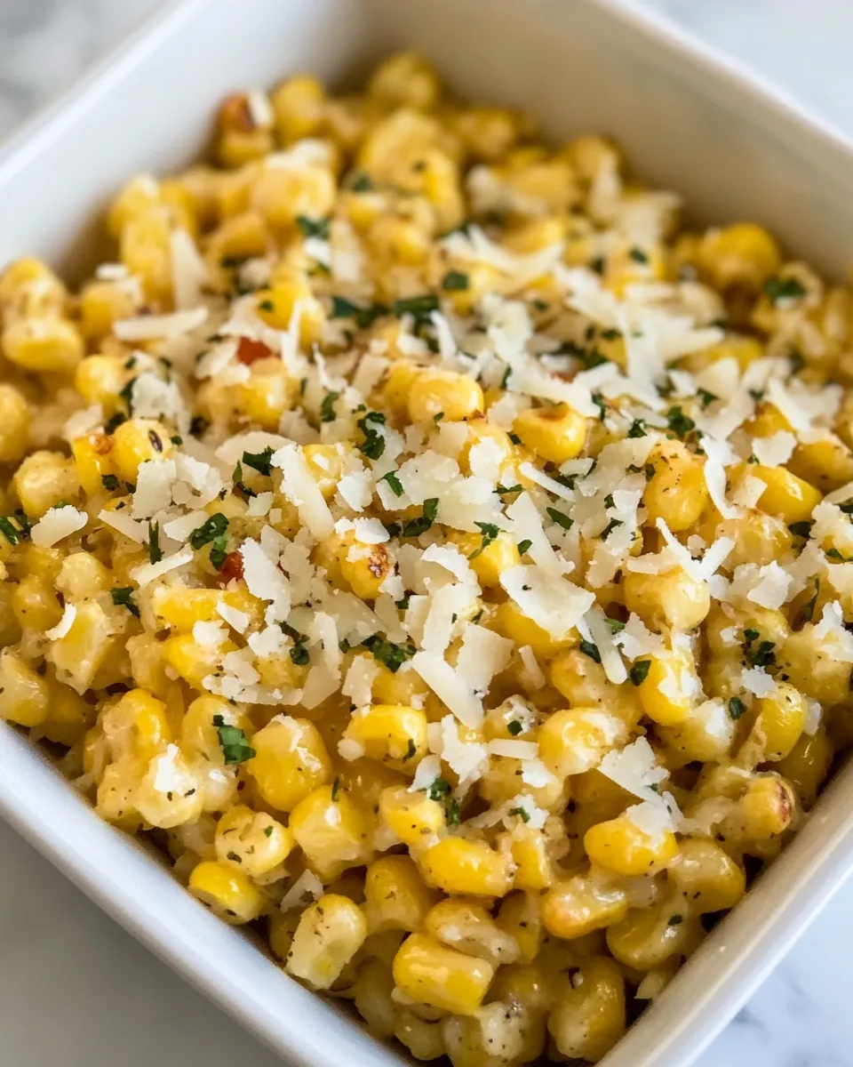 Savory Baked Parmesan Cheese Corn shot