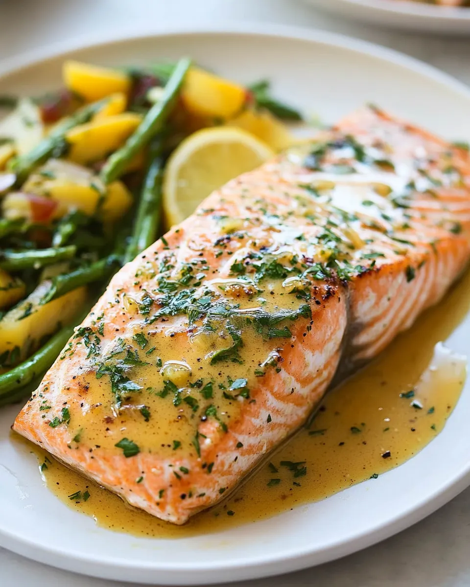 Easy Baked Salmon with Buttery Honey Mustard Sauce photo
