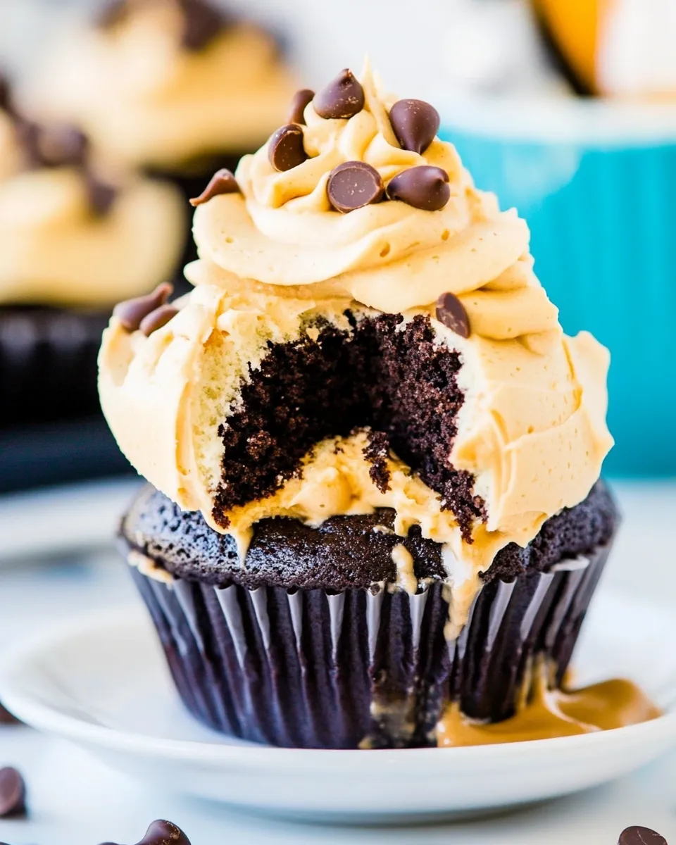 Easy Banana Chocolate Cupcakes with Peanut Butter Frosting photo
