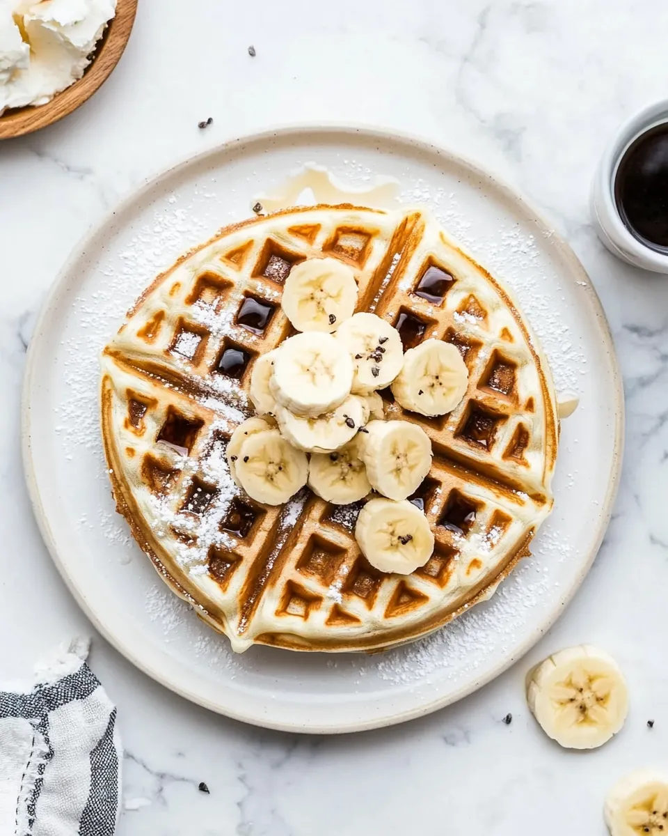Easy Banana Sour Cream Waffles food shot