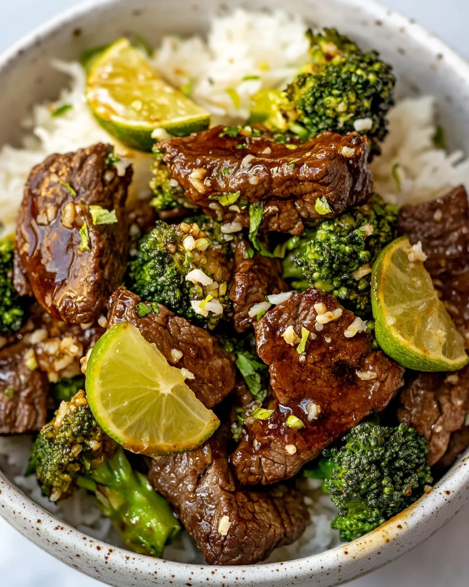 Healthy Beef and Broccoli with Coconut Lime Rice recipe photo