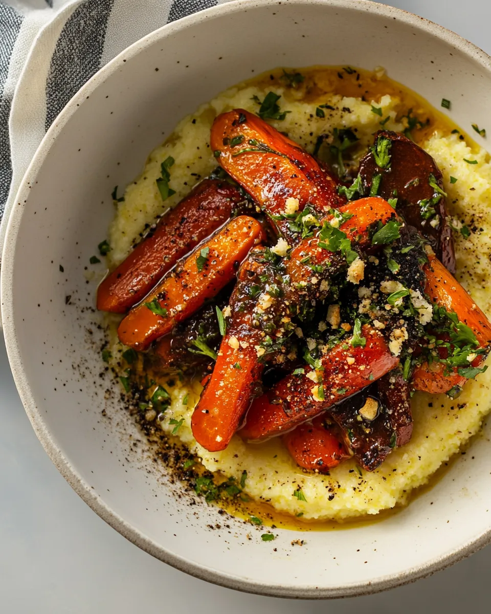 Easy Berbere Butter Braised Carrots with Polenta photo