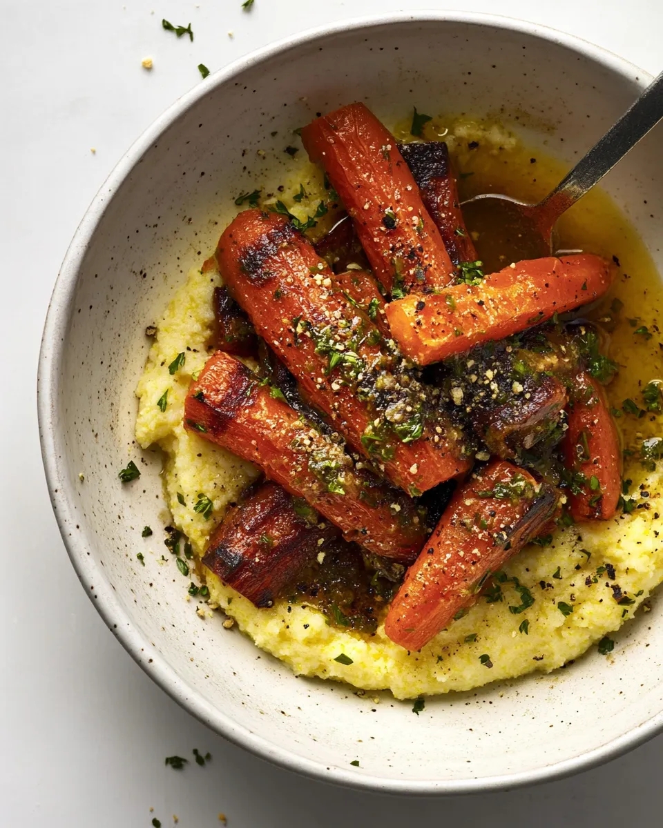 Delicious Berbere Butter Braised Carrots with Polenta image