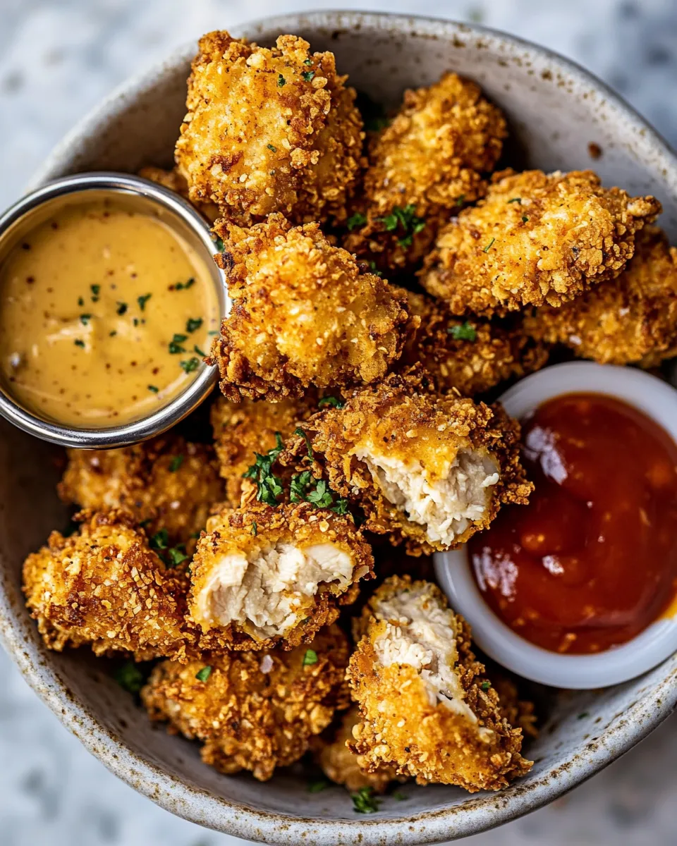 Healthy Better Than The Snack Bar Baked Chicken Nuggetswith all the sauces. dish photo
