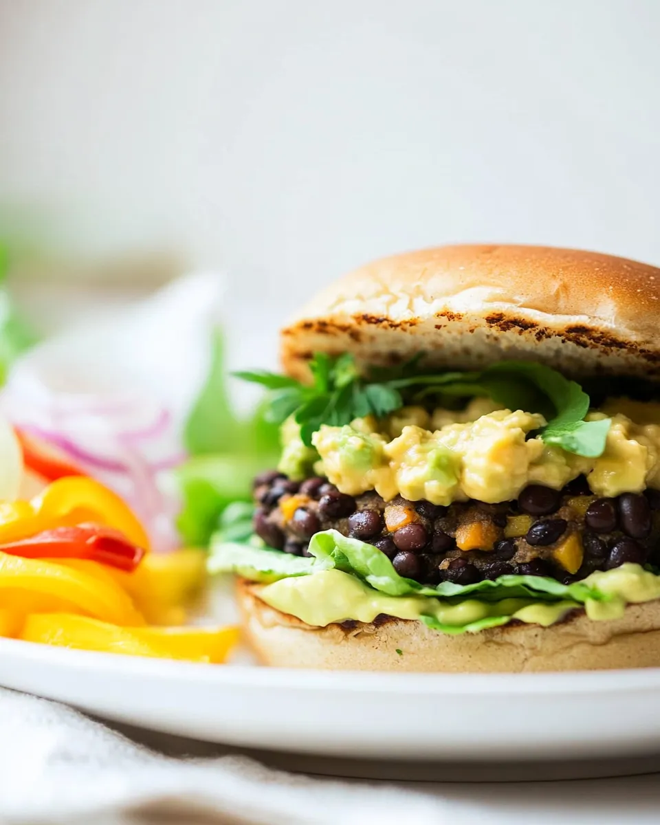 Delicious Black Bean Power Burger With Avocado Crema image