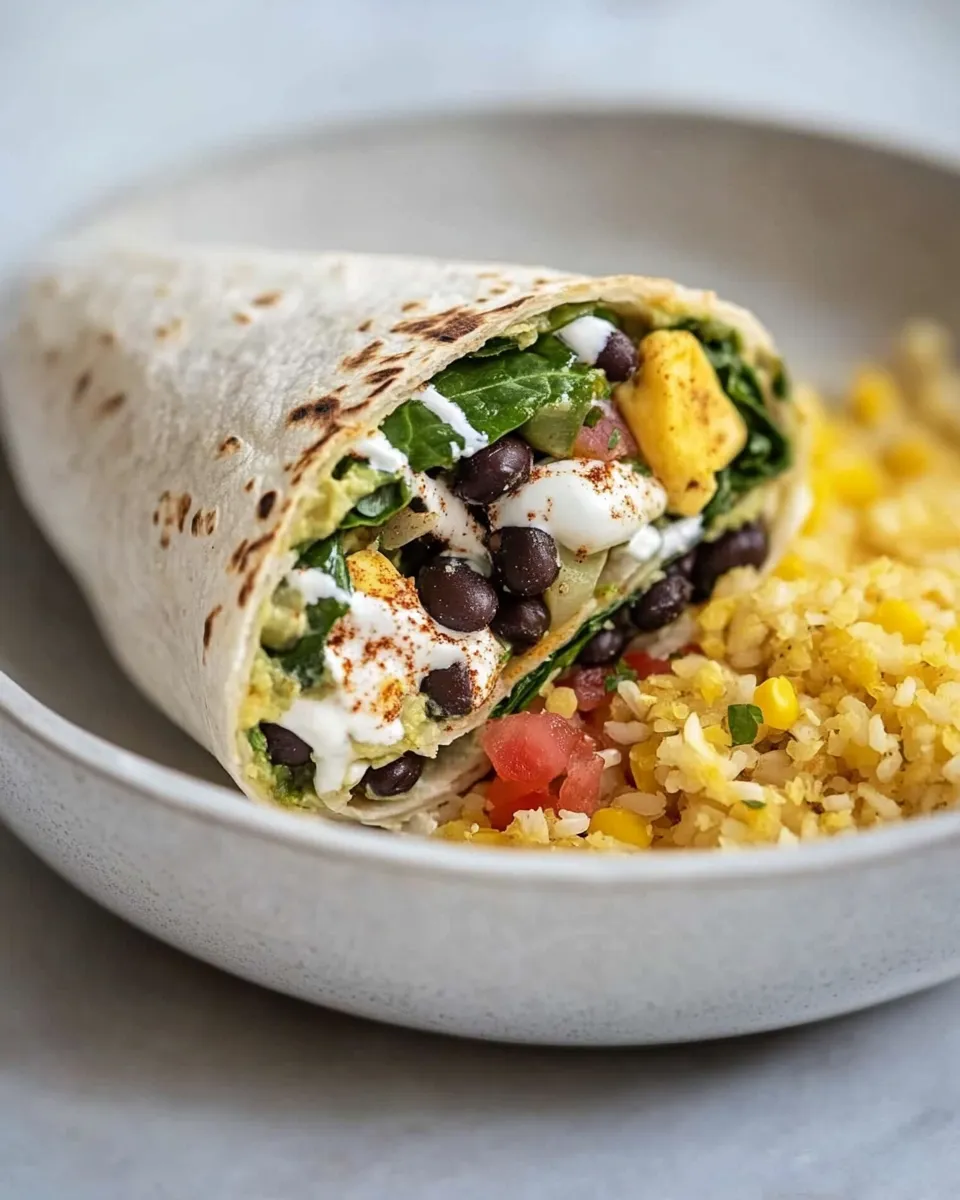 Healthy Black Bean & Spinach Burrito shot