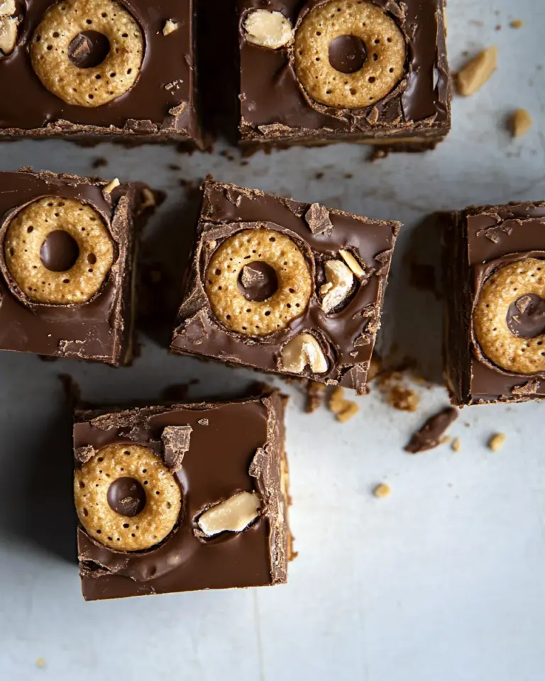 Homemade Blackout Chocolate and Peanut Butter Cheerio Bars photo