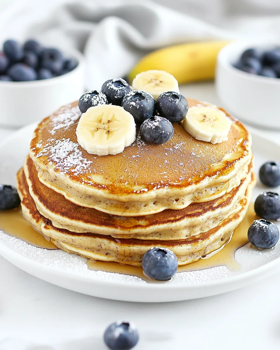 Healthy Blueberry Banana Almond Flour Pancakes shot