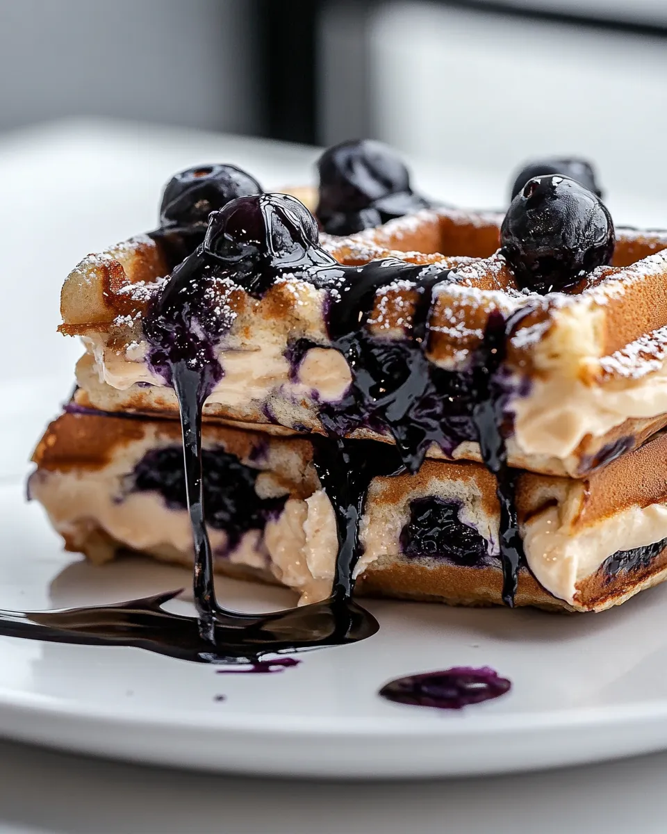 Homemade Blueberry Cheesecake Stuffed Protein Waffle photo