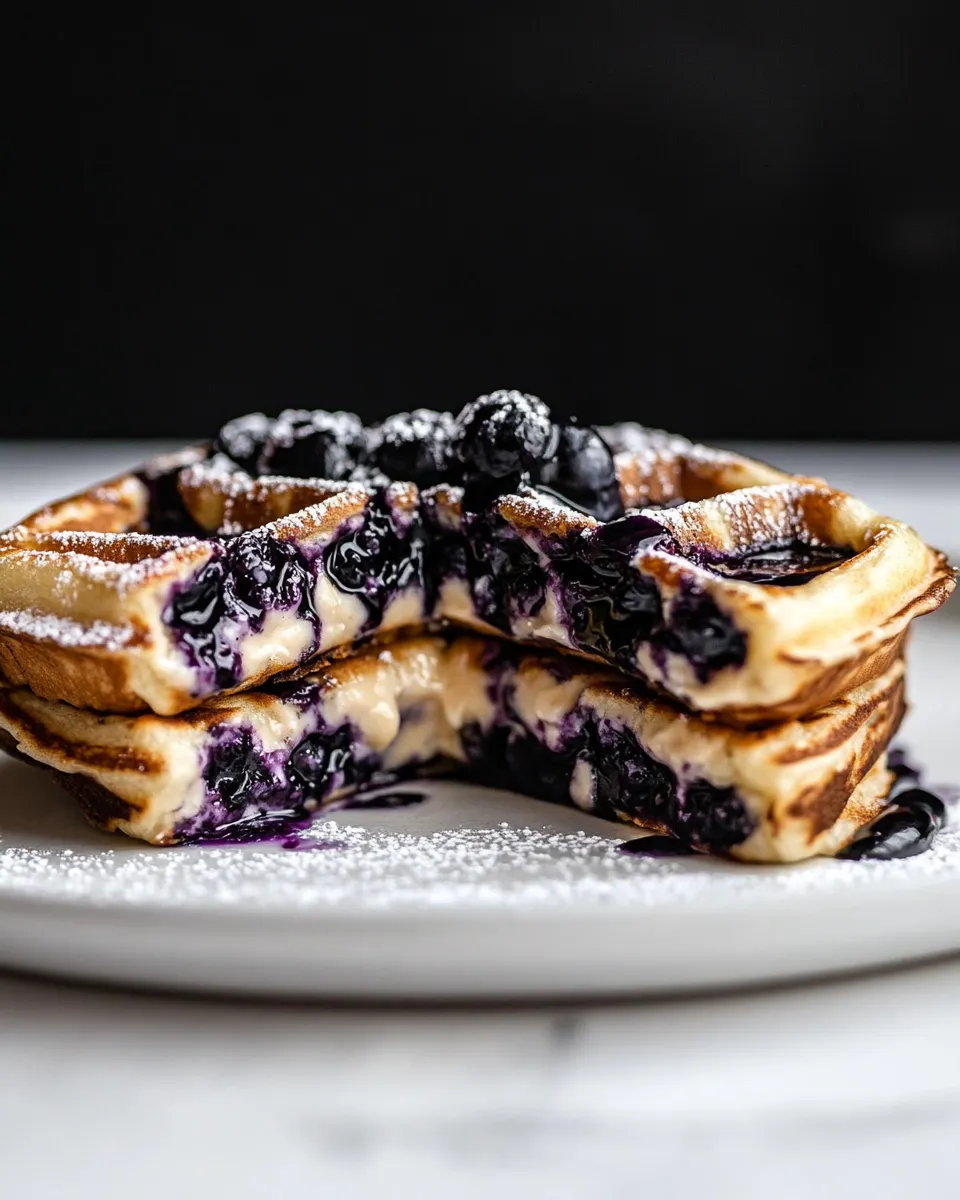 Delicious Blueberry Cheesecake Stuffed Protein Waffle image