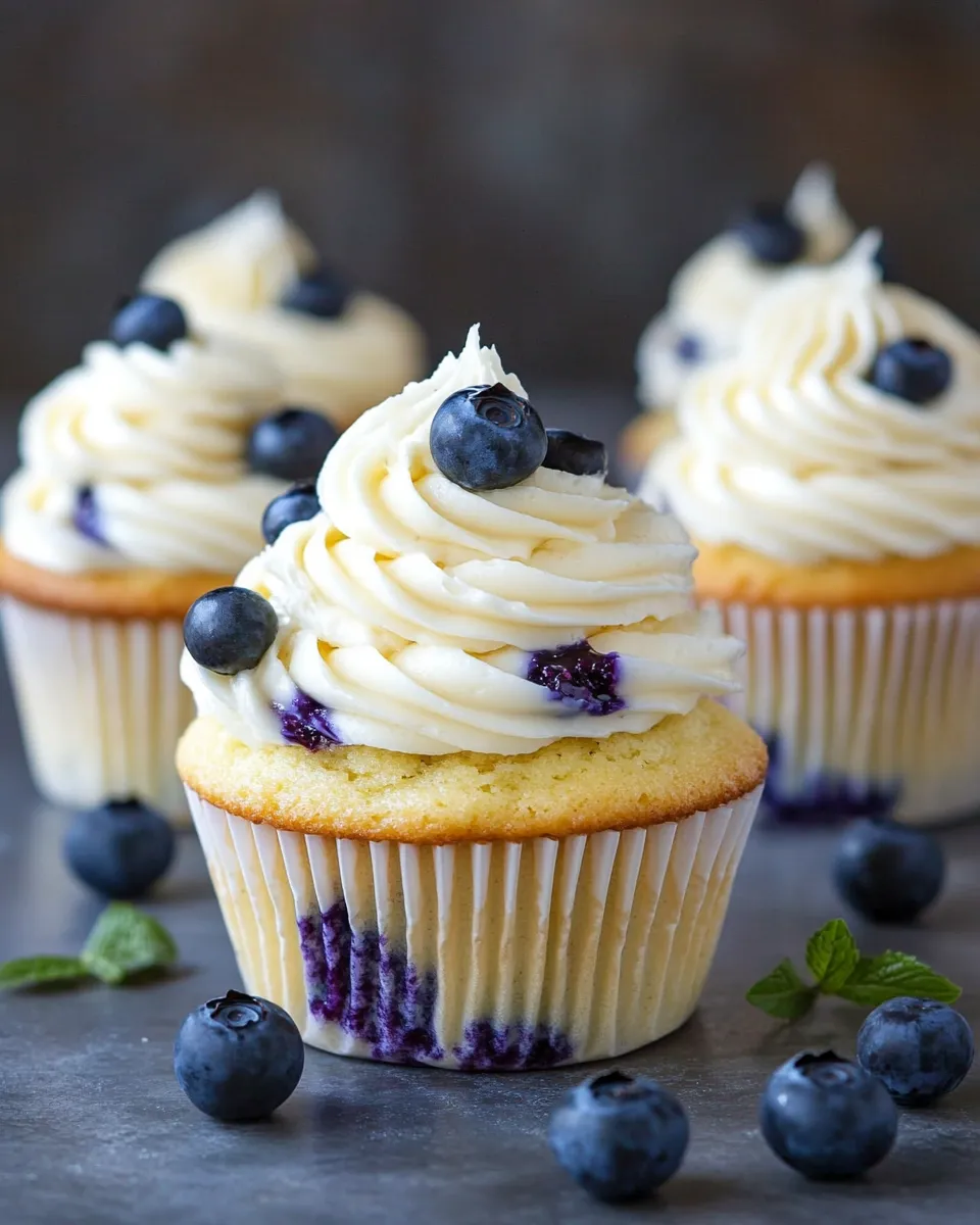 Delicious Blueberry Cupcakes with Cream Cheese Frosting recipe image