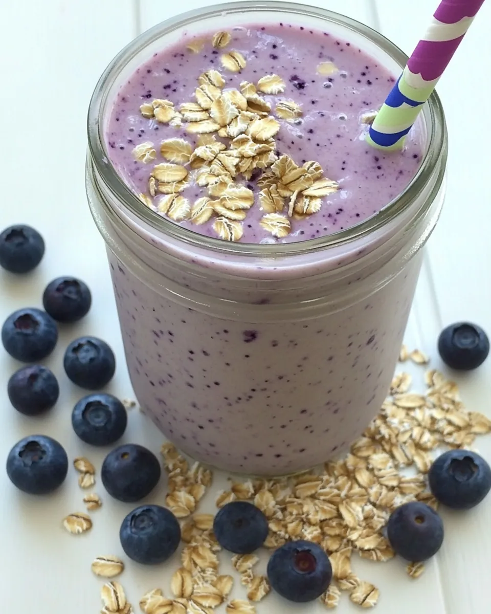 Healthy Blueberry Oatmeal Smoothie recipe image