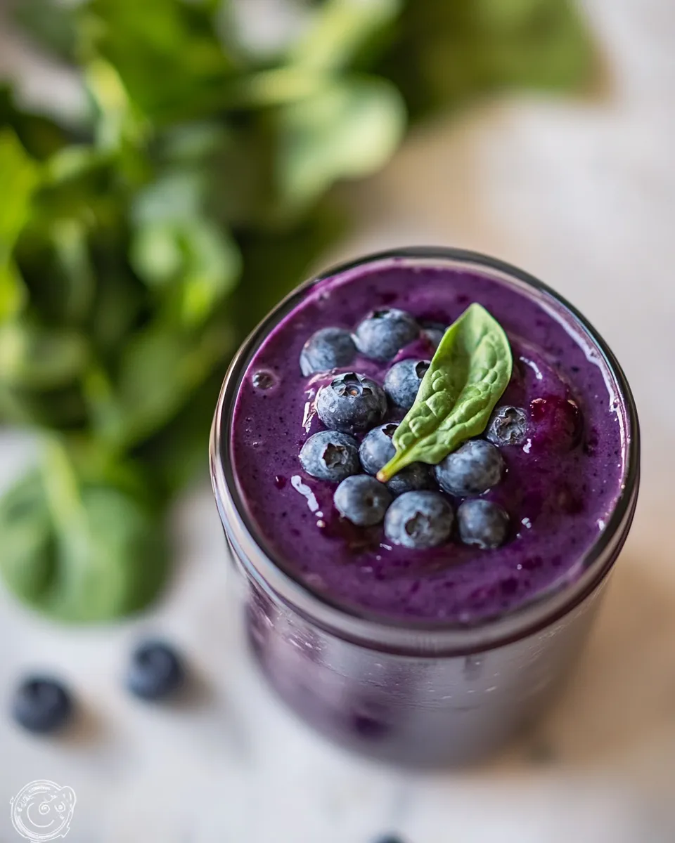 Quick Blueberry Spinach Smoothie shot