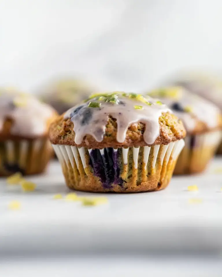 Quick Blueberry Zucchini Muffins with Lemon Glaze. recipe image