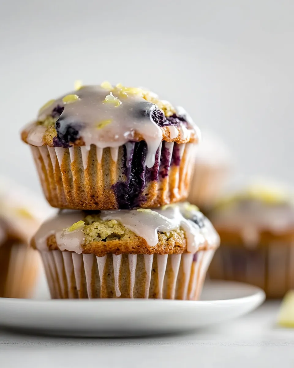 Ultimate Blueberry Zucchini Muffins with Lemon Glaze. shot