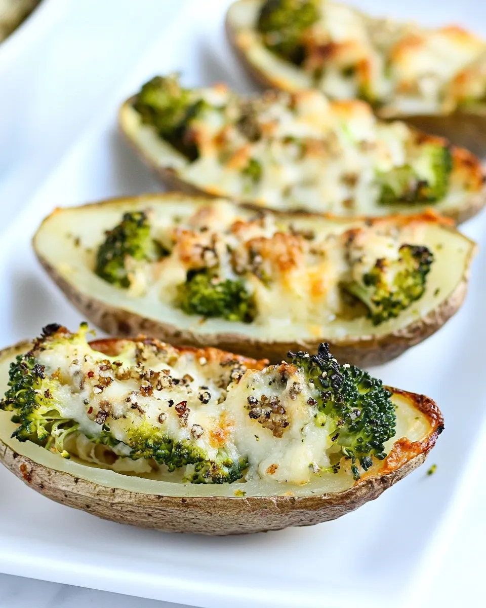Delicious Broccoli and Cheddar Skinny Potato Skins image