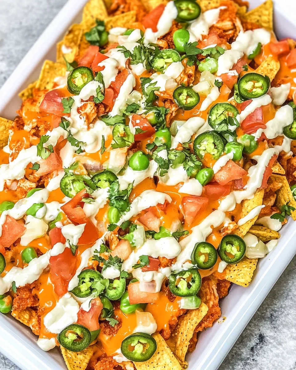 Easy Buffalo Chicken Nachos with Doritos food shot