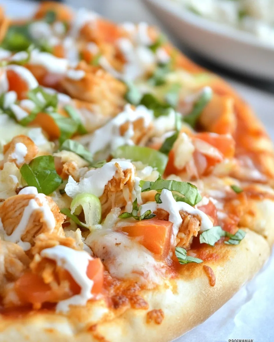 Delicious Buffalo Ranch Chicken Pizza shot