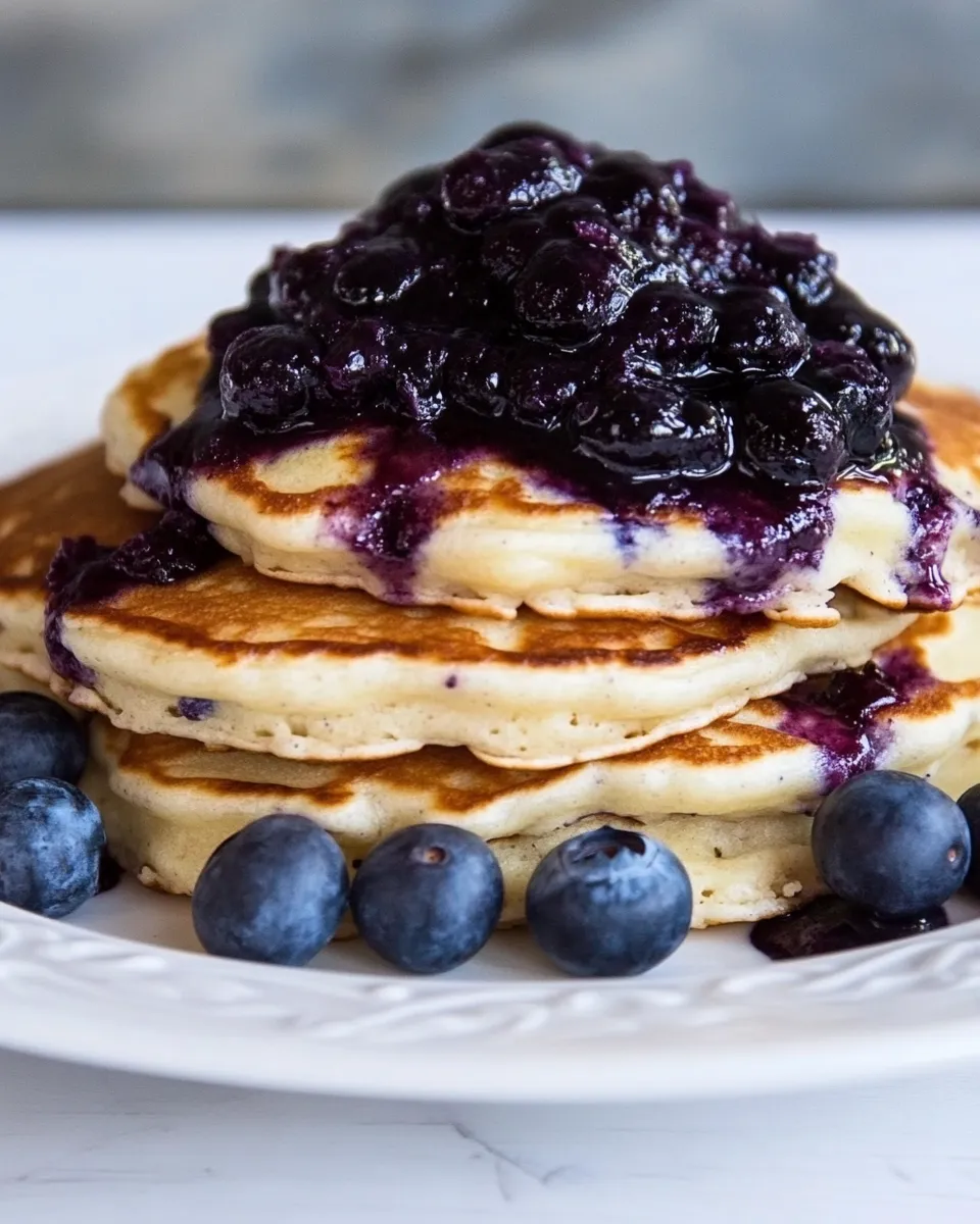 Classic Buttermilk Pancakes with Blueberry Compote image
