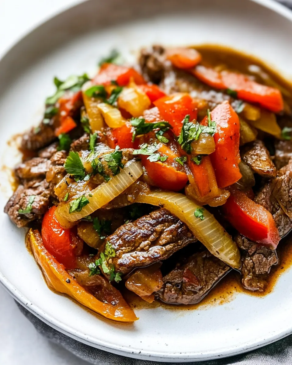 Classic Carne en Bistec Colombian Steak with Onions and Tomatoes image