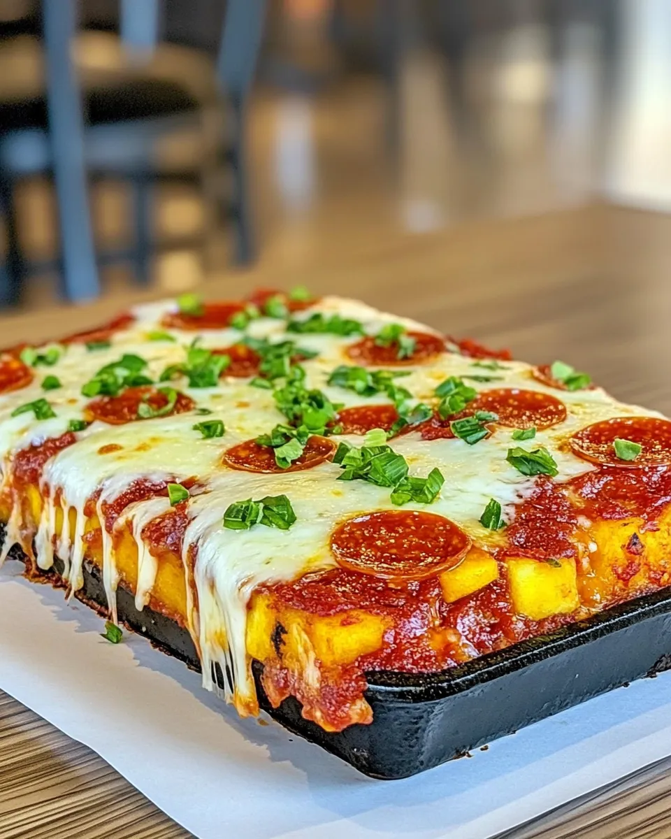 Delicious Cast Iron Detroit-Style Pizza shot
