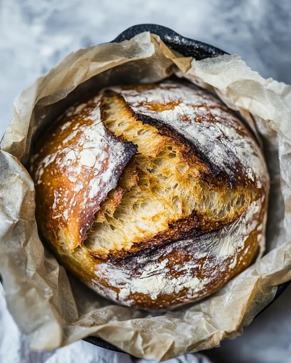 Homemade Cheaters No Knead Dutch Oven Sourdough Bread. picture