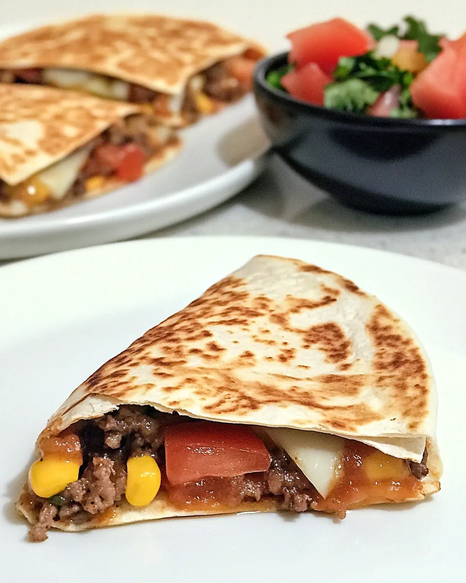 Easy Cheeseburger Quesadillas Recipe shot