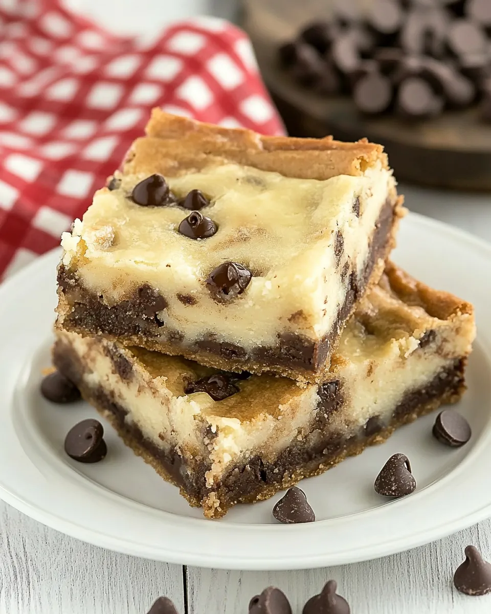 Delicious Cheesecake Filled Chocolate Chip Bars image