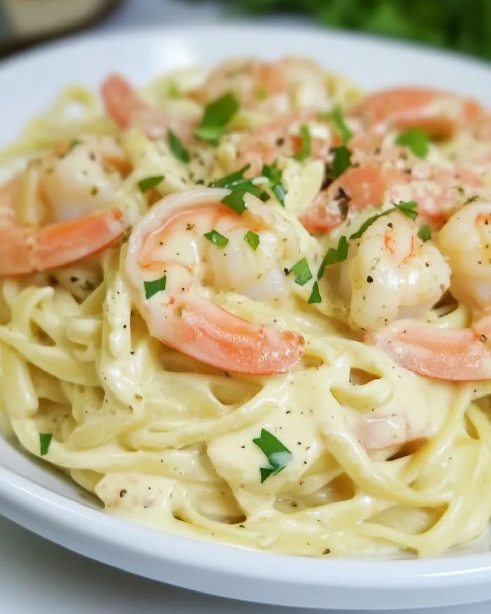 Delicious Cheesy Garlic Shrimp Alfredo image