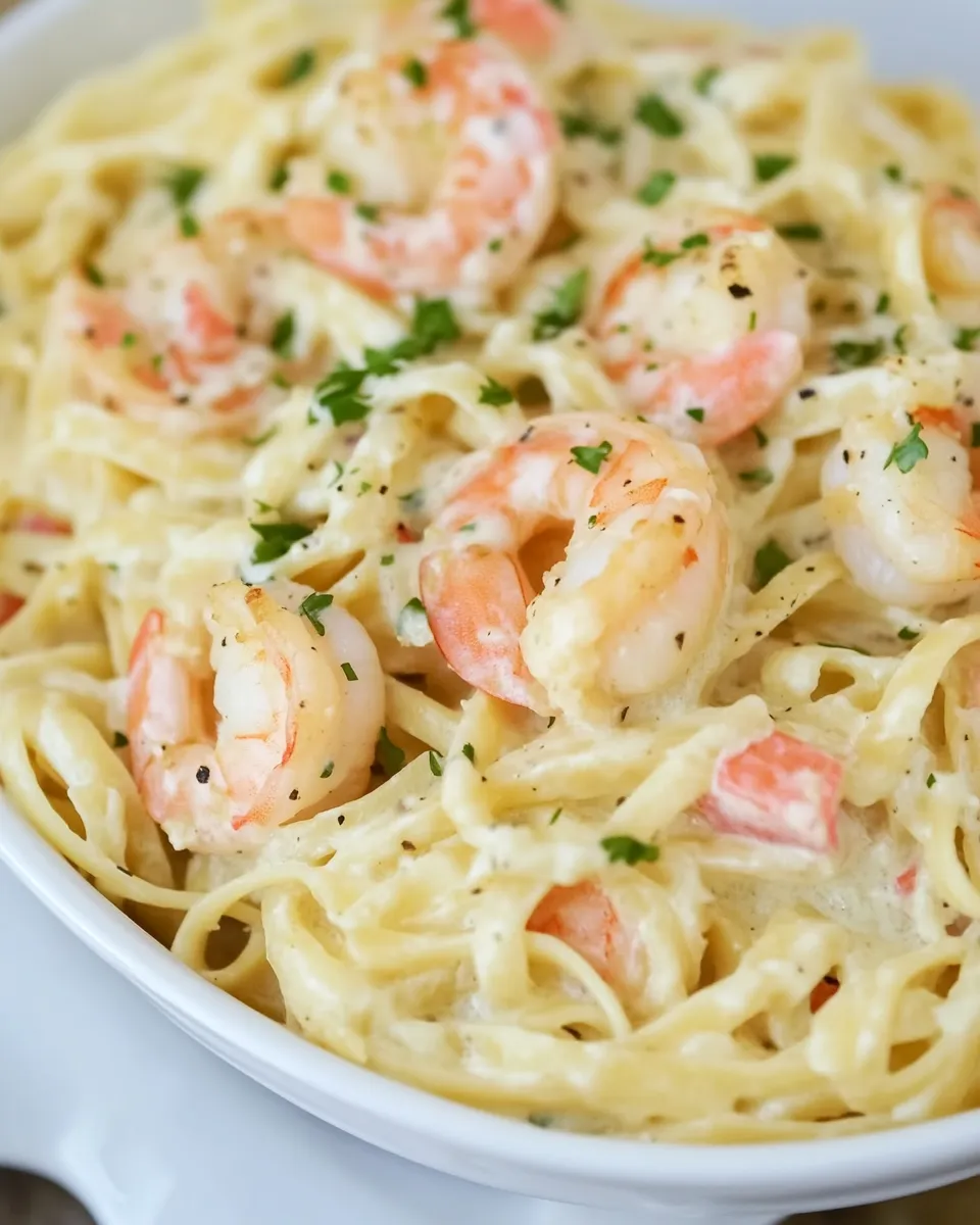Quick Cheesy Garlic Shrimp Alfredo dish photo