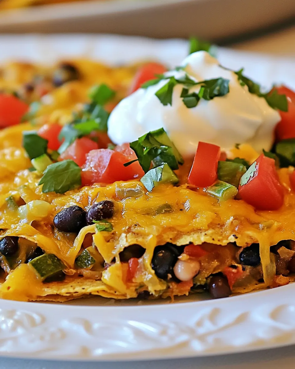 Delicious Cheesy Skillet Bean & Veggie Taco image