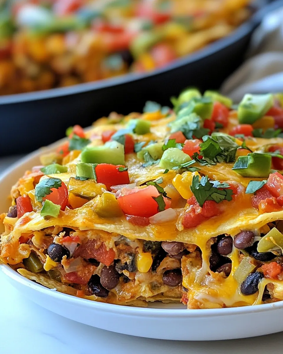 Healthy Cheesy Skillet Bean & Veggie Taco recipe photo