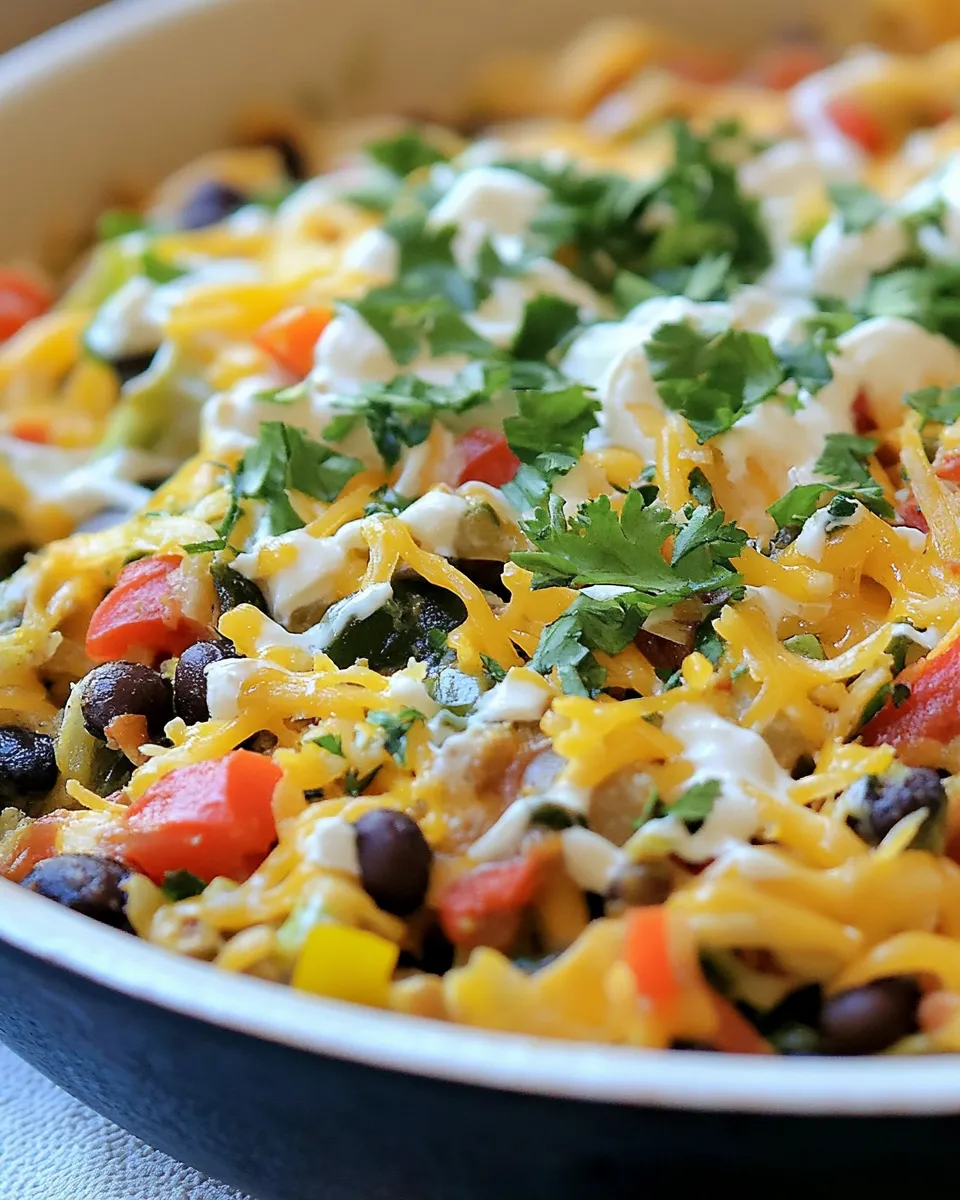Quick Cheesy Skillet Bean & Veggie Taco shot