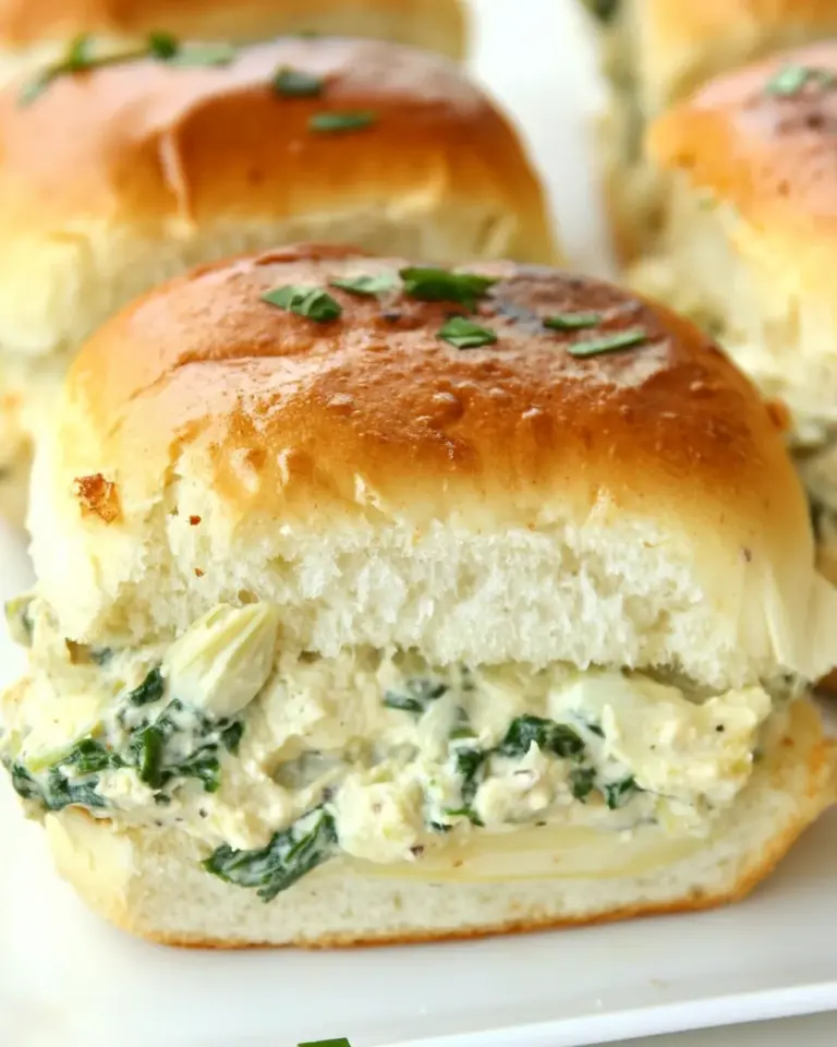Homemade Cheesy Spinach Artichoke Dip Sliders Recipe photo